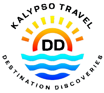 Logo with sun, waves, and text elements.
